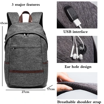 Boshikang Anti-Zlodej USB Mužov Backpack 15.6 palcový Notebook Batoh Pre Mužov Módne Školský Batoh Taška Pre Chlapca Dievčatá Muž Cestovná Taška