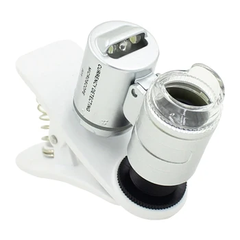 Nové 60X Mobile Optický Zoom zväčšovacie sklo Univerzálny Mobilný Telefón Mikroskopom Makro Objektív, Mikro Kamera Clip LED Šošovky Pre Mobilný Telefón