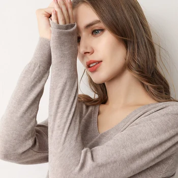 BARESKIY 2019 nové tvaru pulóver vlna dlho puzdre tričko tenký sveter ženy voľné farbou dlhým rukávom zrastov klesnutie tričko