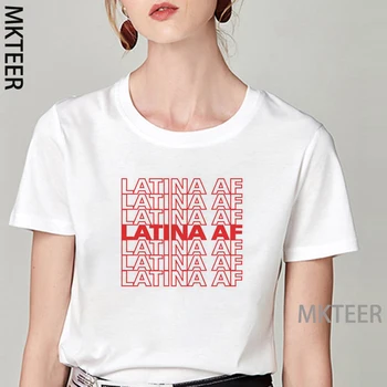 Latina AF List Tlač dámske Letné Topy Harajuku Ulzzang Vintage Tričko Ženy Krátky Rukáv Biele Ružové dámske tričko 2020