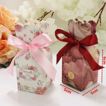 50pcs Candy Box Svadobné Zdvorilosti Narodeninovej oslavy Výročia Prsent Darček Prípade s Pásky
