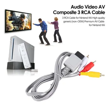 1.8 M Pozlátené Audio Video AV Kompozitný 3 RCA Kábel pre pre Nintendo Wii White Grey ONLENY