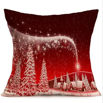 43x43cm Vianočné sviatočné tlač Santa Claus Vianočný stromček vzor auto gauč vankúš obliečky na vankúš 1PC