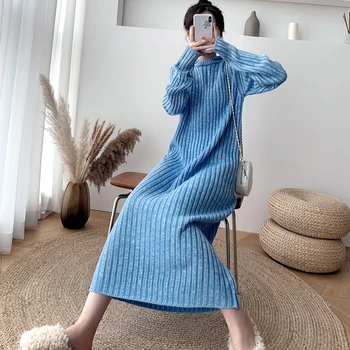 Aby firma ponúka qiu dong malátny je lenivý vietor super dlhé voľné veľké metrov zobraziť tenké žena s kapucňou kožušiny, odevy pletené šaty