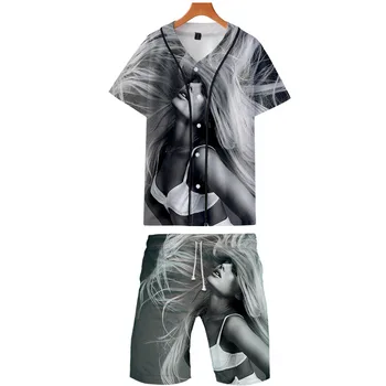 Ariana Grande 3D Vytlačené Dve Kus Nastaviť Módne Letné Baseball T-shirts+Beach Šortky 2019 Hot Predaj Bežné Streetwear Oblečenie