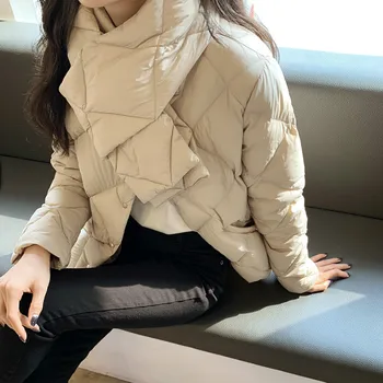 Gagaok Ženy Parkas 2020 Zimné Nové Pevné Hrubé Office Lady Golier O Krk Oblečenie Voľné Bežné Kórejský Elegantné Wild Módne Coats