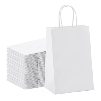 Sulfátový Papier Tašky 25Pcs 5.9X3.14X8.2 Palcov Malé Papierové Darčekové Tašky Biele Papierové Tašky S Rukoväťou Papier Nákupné Tašky Strany Tašky Re