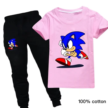 Sonic The Hedgehog Dieťa Chlapcov Letné Oblečenie Sady Bavlna Batoľa Halloween Oblečenie pre Dievčatá, Deti Kawaii Cartoon Tepláková súprava 2 KS