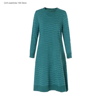 Dámske šaty 2020 nové jeseň prekladané voľné temperament zoštíhľujúce brucho pokrýva sveter atmosférických jednoduché sukne