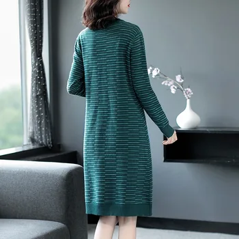 Dámske šaty 2020 nové jeseň prekladané voľné temperament zoštíhľujúce brucho pokrýva sveter atmosférických jednoduché sukne