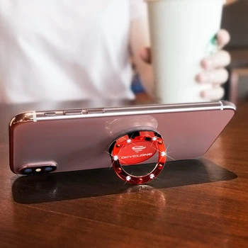 Červená Praktické Uchopenie Luxusné 360 Stupňov Kovové Bling Bling Diamond Prípade Prst Krúžok Držiak Na Stojan Smartphone, Mobilný Telefón, Auto Stand
