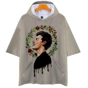 Hot Predaj Shawn Mendes 3D T-Shirt Módne Populárne List Print T Shirt Letné Trendy Páry s Kapucňou T Shirt Gradient 3D T Tričko