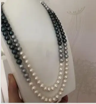 Doprava zdarma elegantné 8-11 mm multicolor kolo pearl necklace48inch 14k
