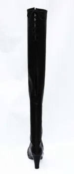 NieR:Automaty 2B YoRHa Č.2 Typ B Cosplay Topánky Ručne vyrábané Dlhé Čierne Topánky Prispôsobiť PU Kožené Európskej Veľkosť