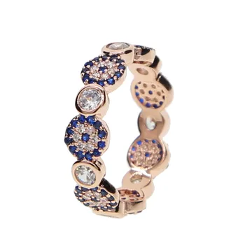 Zapojenie Svadobný sľub Krúžky Cubic Zirconia Rose Gold modrá cz drip kúzlo Prsteň, Šperky Pre Ženy dievčenskú elegantná kunckle krúžok