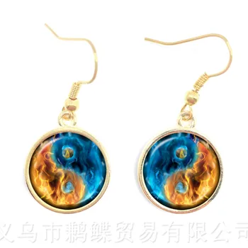 Yin Yang Drop Náušnice Yin Yang Šperky Oheň A Voda, Symbol Šperky Budhizmu, Taoizmu Duchovné Yin-Yang Harmóniu Náušnice