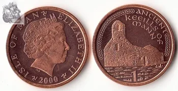 Isle of Man 1 Pence 2000 EditionCoins Európe Nový, Originálny Mince Pamätné Vydanie Reálne Zriedkavé Eú