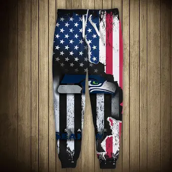 Seattle v pohode Americký Futbal Seahawks tepláky Americkej vlajky tlač módne 3D nohavice
