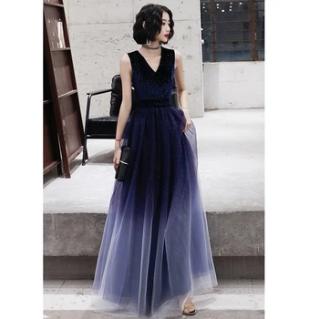Je to Yiiya Večerné Šaty tvaru Gradient Modrá Večerné Šaty 2020 Plus Veľkosť Formálne Šaty Elegantné Dlhé šaty, de soiree LF080