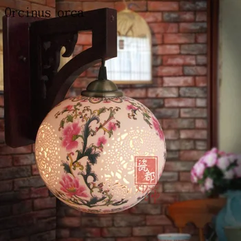 Nová Čínska Jingdezhen keramické nástenné svietidlo hotel obývacia izba Nočná Lampa Retro Čínsky štýl, ručne maľované nástenné svietidlo doprava zadarmo
