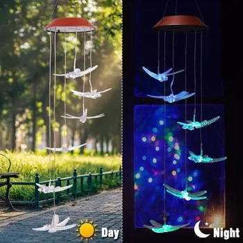 Solárny Farbu Meniace LED zvonkohry Vonkajšie Závesné Vietor Bell Dekoratívne Svietidlo pre Terasa Záhrada Domova