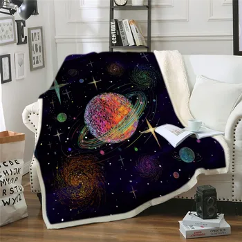Mäkká Deka Vesmíru Galaxy Posteľ Kryt pre Cestovné Kancelárie Vonkajší Teplom prehoz cez posteľ Deti Darček 3D Vesmíru Tlač Cartoon Deka