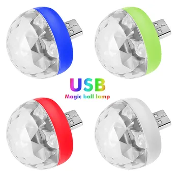 Mini USB Disco Svetlo LED Svetlá Strana Prenosné Crystal Magic Ball Farebný Efekt Fáze Lampa Pre Domáce Karaoke Party Dekorácie