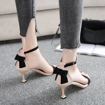 Sexy pohodlné vysoké podpätky sladký kórejský luk žien jednej topánky móda wild jednej topánky temperament dámske topánky
