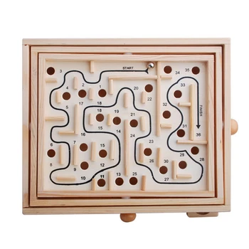 Ventilátor Palác Puzzle Game Balance Board Drevený Stôl Bludisko Loptu Perličiek Bludisko Hra Deti a Dospelých, Hračky