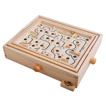 Ventilátor Palác Puzzle Game Balance Board Drevený Stôl Bludisko Loptu Perličiek Bludisko Hra Deti a Dospelých, Hračky