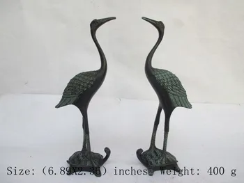 Osn par de la antigua colección de bronce chino de una grúa. Dos tortuga dominada.