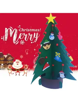 Urob si sám Cítil 3D Vianočný Strom Dekorácie s Závesné Ozdoby Deti Nový Rok Darčeky Holiday Party Decor