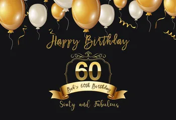 60. happy birthday zlato balón foto pozadie fotografie pozadia kvality vinyl