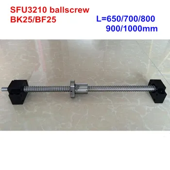 SFU3210 - 650 700 800 900 1000mm ballscrew s end obrábané + BK25/BF25 Podporu CNC časti