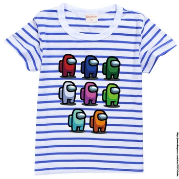 Medzi Nami prúžok Chlapci Cartoon T-shirt Vytlačené T Tričko Pre Deti Streetwear Oblečenie Chlapci Dievčatá Topy O-Krku