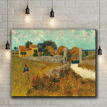 Dojem Van pšeničné pole poľnohospodárov farmy plátno potlače olejomaľba tlačené na plátno na stenu umelecké dekorácie, obrazy bez rámu