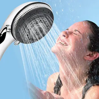 Univerzálny Sprcha Hlavy 5 Mode Funkcia Chrome Proti vodnému kameňu Wc Hadice Kúpeľňa / Potrubia Dodávky Handset E4V2