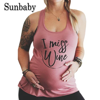 Sunbaby Nová Móda Plus Veľkosť Písm. I Miss Víno, Ženy Oblečenie Príčinné Letné jednofarebné Oblečenie pre tehotné ženy Nádrž