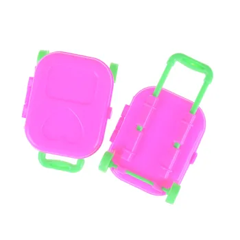 1pcs Ružové Plastové 3D Cestovanie Vlakom Kufor Batožiny Pre Bábiku Hračka Pre Deti, Hrať Dom 8cm*6typ*3 cm