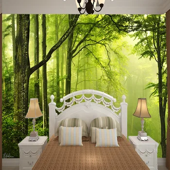 Prispôsobený 3D nástenná maľba bezšvíkové tapety lesa svitu scenérie za rozkladací gauč tabuľka pozadí v izbe hotela