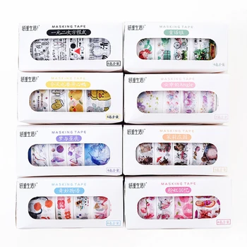 6 Ks/Box Krásny Kvet washi pásky urob si sám dekorácie scrapbooking plánovač maskovacia páska lepiaca páska označenie nálepky na kancelárske potreby
