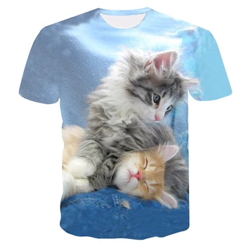 2020Fashion Nové Cool T-shirt Muži/Ženy 3D Tlač Teplé dve mačky Krátkym Rukávom Letné Topy Tees 3D zvierat T-Shirt Muž