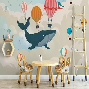 Nordic tvorivé akvarel Stredozemného Mora veľryba pozadí nástenné maľby