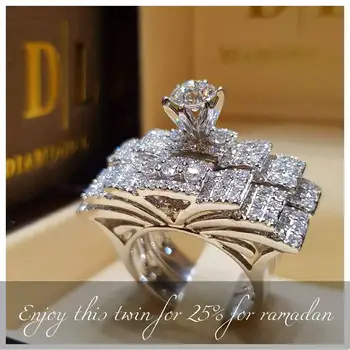 Luxusné nové osem-srdce osem-šípka zirkón nastavovací krúžok tvorivé hostiny, svadby Zásnubný prsteň snubný prsteň