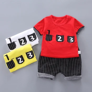 Móda Dieťa Batoľa, Dieťa, Chlapec Oblečenie 2ks Krátky Rukáv Vytlačené T-shirt + Čierne Šortky v Lete Bežné Vonkajšie Oblek