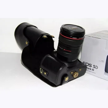 PU Kožené puzdro Camera Bag obal pre Canon EOS 5DII 5DIII 5DIV 5DSR 5D3 5D4 5D2 DSLR fotoaparát puzdro