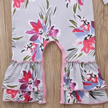 Novorodenca Dievča Oblečenie Letné Kvetinové Romper Jumpsuit Oblečenie Sunsuit Oblečenie