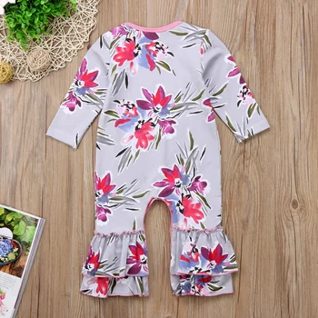 Novorodenca Dievča Oblečenie Letné Kvetinové Romper Jumpsuit Oblečenie Sunsuit Oblečenie
