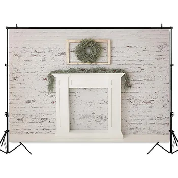 Fotografie pozadie christmas fireplace biela tehlovej steny pozadie pre photo studio novorodenca portrétnej fotografie photocall