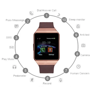 Dotykový Displej Smart Hodinky, Fotoaparát, Bluetooth SIM Karty Náramkové hodinky Spánku Tracker Fitness Monitor Krokomer Náramok